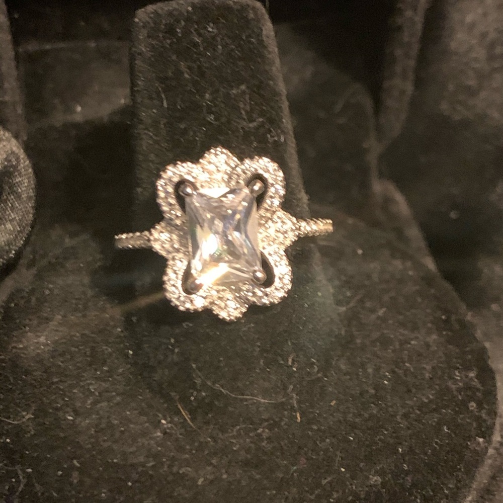 2K Emerald Cut Quality CZ Diamond Ring